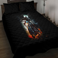 Flaming Skull Quilt Bed Set Celestial Riders with Angel Wings - Wonder Print Shop