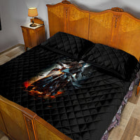 Flaming Skull Quilt Bed Set Celestial Riders with Angel Wings - Wonder Print Shop