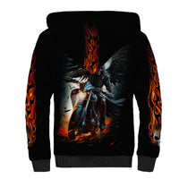 Flaming Skull Sherpa Hoodie Celestial Riders with Angel Wings - Wonder Print Shop