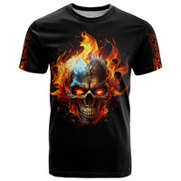 Flaming Skull T Shirt Celestial Riders with Angel Wings - Wonder Print Shop