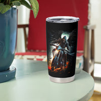 Flaming Skull Tumbler Cup Celestial Riders with Angel Wings - Wonder Print Shop