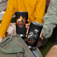 Flaming Skull Tumbler Cup Celestial Riders with Angel Wings - Wonder Print Shop