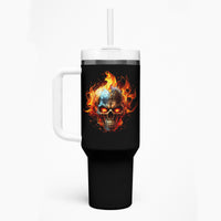 Flaming Skull Tumbler With Handle Celestial Riders with Angel Wings - Wonder Print Shop