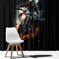 Flaming Skull Window Curtain Celestial Riders with Angel Wings - Wonder Print Shop