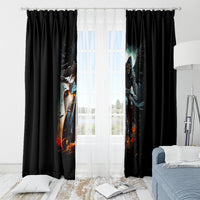 Flaming Skull Window Curtain Celestial Riders with Angel Wings - Wonder Print Shop