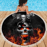 Flaming Skull Hoodie Beach Blanket Spectral Pyre - Wonder Print Shop