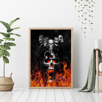 Flaming Skull Hoodie Canvas Wall Art Spectral Pyre - Wonder Print Shop