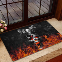 Flaming Skull Hoodie Rubber Doormat Spectral Pyre - Wonder Print Shop