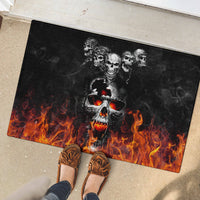 Flaming Skull Hoodie Rubber Doormat Spectral Pyre - Wonder Print Shop