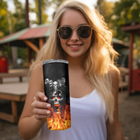 Flaming Skull Hoodie Skinny Tumbler Spectral Pyre - Wonder Print Shop