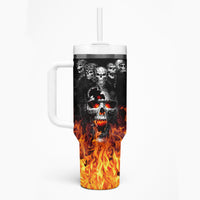 Flaming Skull Hoodie Tumbler With Handle Spectral Pyre - Wonder Print Shop