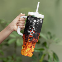 Flaming Skull Hoodie Tumbler With Handle Spectral Pyre - Wonder Print Shop