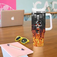 Flaming Skull Hoodie Tumbler With Handle Spectral Pyre - Wonder Print Shop