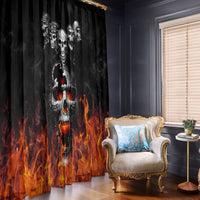 Flaming Skull Hoodie Window Curtain Spectral Pyre - Wonder Print Shop