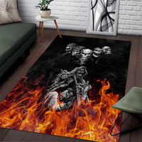 Skull Area Rug Five Skull With Motocycle - Wonder Print Shop