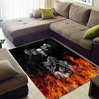 Skull Area Rug Five Skull With Motocycle - Wonder Print Shop