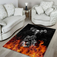 Skull Area Rug Five Skull With Motocycle - Wonder Print Shop