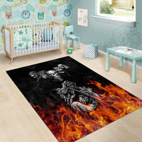 Skull Area Rug Five Skull With Motocycle - Wonder Print Shop