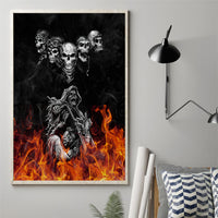 Skull Canvas Wall Art Five Skull With Motocycle - Wonder Print Shop