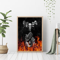 Skull Canvas Wall Art Five Skull With Motocycle - Wonder Print Shop