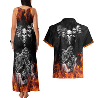 Skull Couples Matching Tank Maxi Dress And Hawaiian Shirt Five Skull With Motocycle - Wonder Print Shop