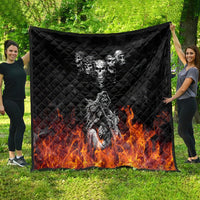Skull Quilt Five Skull With Motocycle - Wonder Print Shop