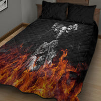 Skull Quilt Bed Set Five Skull With Motocycle - Wonder Print Shop