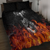 Skull Quilt Bed Set Five Skull With Motocycle - Wonder Print Shop