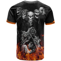 Skull T Shirt Five Skull With Motocycle - Wonder Print Shop