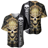Golden Gothic Skull Baseball Jersey Embracing Ancient Elegance - Wonder Print Shop