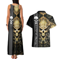 Golden Gothic Skull Couples Matching Tank Maxi Dress And Hawaiian Shirt Embracing Ancient Elegance - Wonder Print Shop