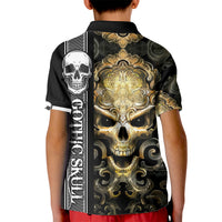 Golden Gothic Skull Kid Polo Shirt Embracing Ancient Elegance - Wonder Print Shop