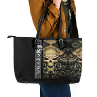 Golden Gothic Skull Leather Tote Bag Embracing Ancient Elegance - Wonder Print Shop