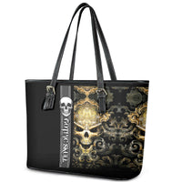Golden Gothic Skull Leather Tote Bag Embracing Ancient Elegance - Wonder Print Shop