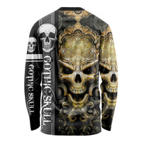 Golden Gothic Skull Long Sleeve Shirt Embracing Ancient Elegance - Wonder Print Shop