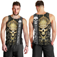 Golden Gothic Skull Men Tank Top Embracing Ancient Elegance DT01