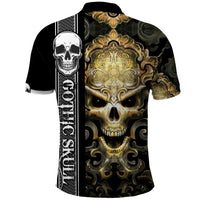Golden Gothic Skull Polo Shirt Embracing Ancient Elegance - Wonder Print Shop