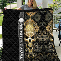Golden Gothic Skull Quilt Embracing Ancient Elegance - Wonder Print Shop