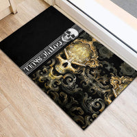 Golden Gothic Skull Rubber Doormat Embracing Ancient Elegance - Wonder Print Shop