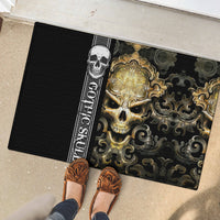 Golden Gothic Skull Rubber Doormat Embracing Ancient Elegance - Wonder Print Shop