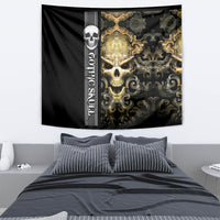 Golden Gothic Skull Tapestry Embracing Ancient Elegance - Wonder Print Shop
