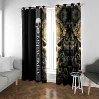 Golden Gothic Skull Window Curtain Embracing Ancient Elegance - Wonder Print Shop