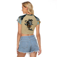 Skull Raglan Cropped T Shirt Hello Darkness My Old Friend - Wonder Print Shop