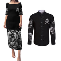 Skull Couples Matching Puletasi Dress and Long Sleeve Button Shirts I Can Fix Stupid - Wonder Print Shop