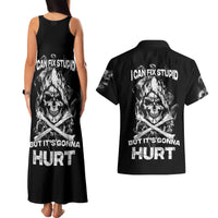 Skull Couples Matching Tank Maxi Dress And Hawaiian Shirt I Can Fix Stupid - Wonder Print Shop