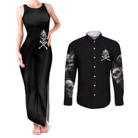 Skull Couples Matching Tank Maxi Dress and Long Sleeve Button Shirts I Can Fix Stupid - Wonder Print Shop