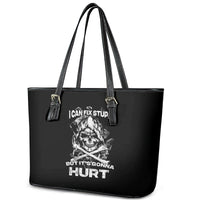 Skull Leather Tote Bag I Can Fix Stupid - Wonder Print Shop