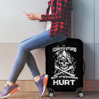 Skull Luggage Cover I Can Fix Stupid - Wonder Print Shop