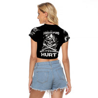 Skull Raglan Cropped T Shirt I Can Fix Stupid - Wonder Print Shop