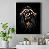 Reaper Heart Canvas Wall Art Eternal Embrace - Uniting Souls in the Realm of Skulls - Wonder Print Shop